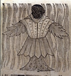 Representación del monje marino, pez imaginario y monstruo marino. Grabado del “Prodigiorum ac ostentorum chronicon” de Conrad Lycosthenes.