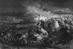 Retirada de los árabes frente al cuadro formado por el ejército francés en Constantina en 1837, en “L