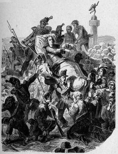 Revolución de 1848: “El arzobispo Denis Affre (1793-1848) herido y llevado en una camilla en 1848.” de Unknown artist