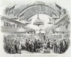Revolución de 1848: Sala de la Hermandad, Rue Martel, el Presidente suspendió la sesión a la entrada del Comisionado en la sala de Unknown artist