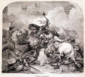 Ricardo en Palestina. Ilustración en "Historia de Papas, Reyes, Reinas, Emperadores, a través de los Siglos" por Maurice Lachatre 1857 de Unknown artist