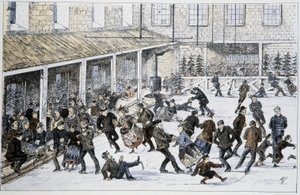 Pista de patinaje en Halifax, Nueva Escocia - en "Bocetos de deportes y pasatiempos canadienses" por el Teniente Henry Buckton Laurence de Unknown artist