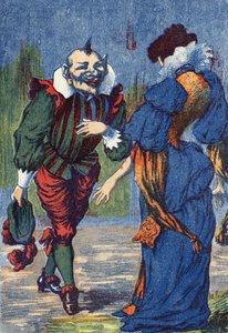 Riquet se presenta de nuevo a la princesa. Ilustración para Riquet con el copete, cuento de Charles Perrault (1628-1703), escritor francés. Ilustración anónima. Imágenes Marcel Vagne, Jarville Nancy, sin fecha (finales del siglo XIX) de Unknown artist