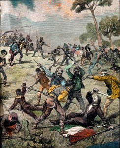 Risorgimento: el revolucionario italiano Carlo Pisacane (1818-1857) es asaltado por campesinos en Sapri el 28/06/1857 de Unknown artist