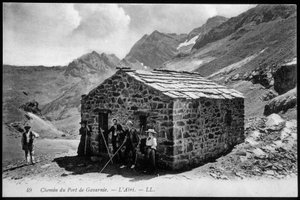 Camino al puerto de Gavarnie: el refugio (refugio de montaña) - postal, finales del siglo XIX