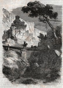 Rodomonte derrotado por Bradamante - grabado de 1851 de 