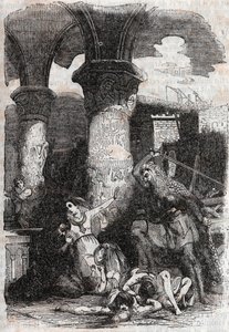 Rodomonte masacra a los habitantes de París - grabado de 1851 de 