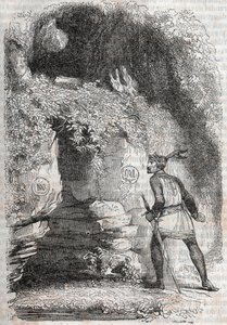 Roland encuentra las figuras de Medoro y Angélica - grabado de 1851 de 