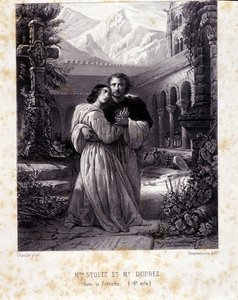 Rosina Stoltz y Gilbert Duprez en el Acto IV de “La Favorita” de Gaetano Donizetti. 1840. de Unknown artist