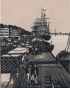 Róterdam, Holanda: vista del puerto de Bollwerk. en "El mundo ilustrado 168 vistas" Sin fecha (finales del siglo XIX)
