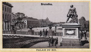 Palacio Real de Bruselas, Bélgica. Cromolitografía de finales del siglo XIX de Unknown artist