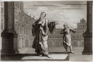 Biblia de Royaumont, Nuevo Testamento: Parábola del fariseo y el publicano, que fueron a orar al Templo. Ilustración de 1811