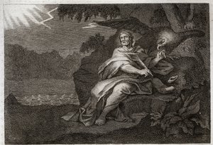 Biblia de Royaumont, Nuevo Testamento: El evangelista San Juan con el águila. Ilustración de 1811.