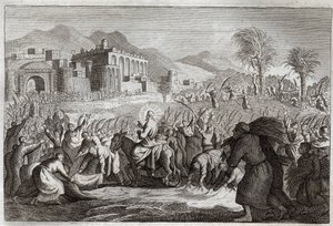 Biblia de Royaumont, Nuevo Testamento: Triunfo de Jesucristo. Entrada de Jesús en Jerusalén. Ilustración de 1811. de Unknown artist