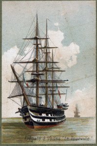 Fragata de vela Le Tourville en 1787. Cromolitografía del siglo XIX. de Unknown artist
