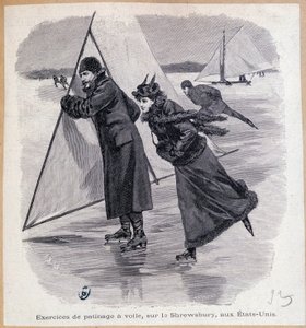 Ejercicio de navegación, en el Shrewsbury, EE.UU., circa 1890 - grabado, finales del siglo XIX de Unknown artist