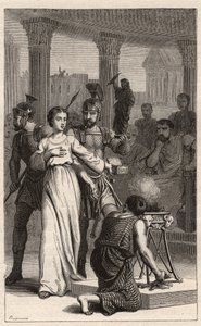 Santa Blandina (mártir 177) se niega a sacrificar a los ídolos - grabado en “Las Mujeres Ilustres de Francia” por Oscar Havard - 1886 de Unknown artist