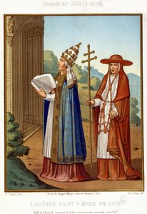 San Pedro en Papa acompañado por un cardenal, segunda mitad del siglo XV de Unknown artist
