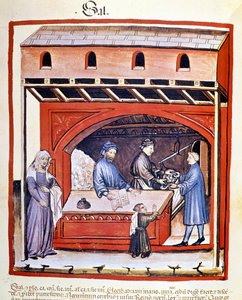 Venta de sal, extracto de Tacuinum Sanitatis de Unknown artist
