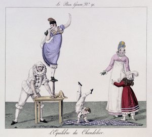 Saltimbanquis: Equilibrio del candelabro - en “The good genre”, principios del siglo XIX de Unknown artist