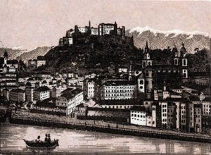 Región de Salzkammergut, Austria: salzburgo desde kapuzinergarten. en "El mundo ilustrado 168 vistas" Sin fecha (finales del siglo XIX)