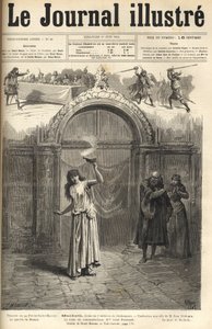 Sarah Bernhardt: Lady Macbeth en "Macbeth", drama de Shakespeare, adaptado por Jean Richepin - Teatro de la Porte Saint-Martin - grabado en "Le journal illustré" de 1884 de Unknown artist