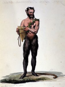 Sátiro y música. Grabado del siglo XIX de Unknown artist