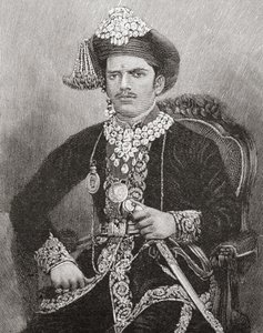 Sayajirao Gaekwad III, 17 años, Maharajá del Estado de Baroda, India (grabado) de Unknown artist