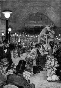 Sala de esculturas en el Salón de 1879 en el Palais des Champs-Elysées (Campos Elíseos) en París. Grabado en “El Mundo Ilustre” de Unknown artist