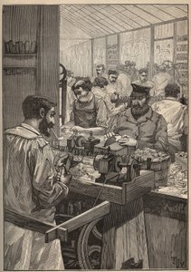 Espuma de mar: fabricación de pipas de espuma de mar. Grabado de 1885 en “Les arts et métiers illustrés” de Adolphe Bitard. de Unknown artist