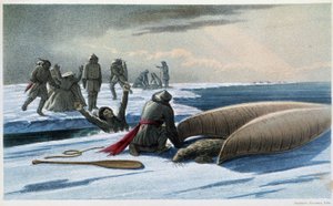 Caza de focas: “Caza de focas en el golfo” - en “Exploration of the Labrador Peninsula” de Hind, Londres de Unknown artist