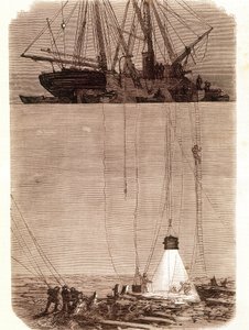 Búsqueda de galeones españoles naufragados en la Bahía de Vigo en 1702. Página tomada de Emporio Picturesco 1871 de Unknown artist