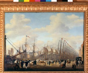 Flota secreta de Napoleón I a Flushing (puerto holandés) para el intento de invasión de Inglaterra. Principios del siglo XIX. Ámsterdam, Museo Marítimo de Unknown artist