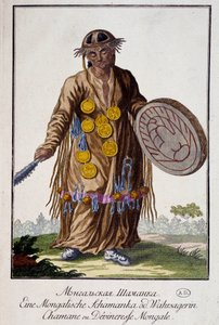 Chamán o adivina mongola - Grabado de Unknown artist