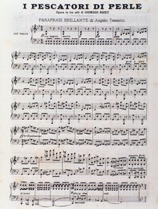 Página de la partitura de Los pescadores de perlas, ópera de Georges Bizet