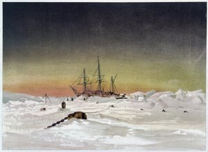 Barco en el hielo - en "Las costas del mar polar, una narración de expedición ártica", por el Dr. Edward Moos, Marcus Nard & Co, Londres de Unknown artist