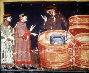 Tienda de artesano de un manuscrito miniado del siglo XIV. de Unknown artist