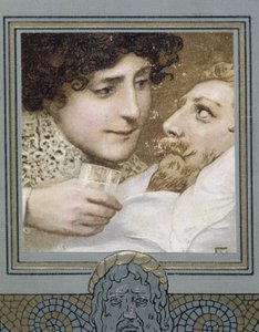 Hombre enfermo y mujer dándole un vaso de agua - siglo XIX de Unknown artist