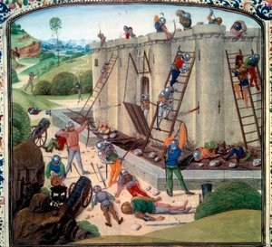 Asedio de Brest (1386 d.C.). Miniatura en “Crónicas” de Jean Froissart (Folio 116v)