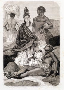 Dama Signare de color y negra de Saint Louis en el baño de mar - en "Le Tour du Monde"
