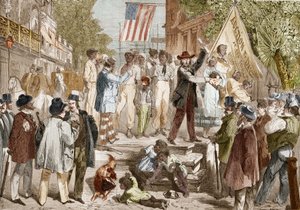 Venta de esclavos en Richmond, Estados Unidos en 1864.