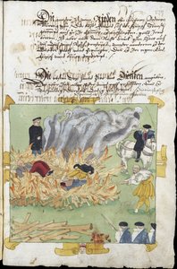 Quema de tres brujas en Baden el 4 de noviembre de Unknown artist