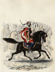 Spahis (cuerpo de caballería india del ejército francés) compuesto principalmente por jinetes árabes entrenados para la provincia de Argel en 1834, de Orán en 1836 y Bone en 1835, en “L