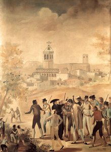 Guerra de Independencia Española (1808-1814): arresto de un ciudadano francés cerca de Manresa, pintura anónima
