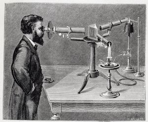 Espectroscopio para comparar los espectros de los elementos terrestres con los de los cuerpos celestes de Unknown artist