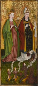 Santa Bárbara y San Valentín con Caspar von Laubenberg y sus hijos, circa 1450 de Unknown artist