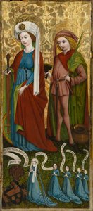 Santa Catalina y San Vito con Anna von Freiberg y sus hijas, circa 1450 de Unknown artist