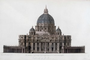 Basílica de San Pedro en Roma en el Vaticano (San Pietro in Vaticano). En “El traje antiguo y moderno” 1819-1820, por Jules Ferrario de Unknown artist