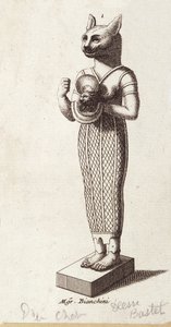 Estatua de la Diosa de la Danza, Bastet con cabeza de gato (Antiguo Egipto). diosa en la religión del antiguo Egipto de Unknown artist