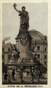 Estatua de la República, Place de la République en París. Cromolitografía de finales del siglo XIX